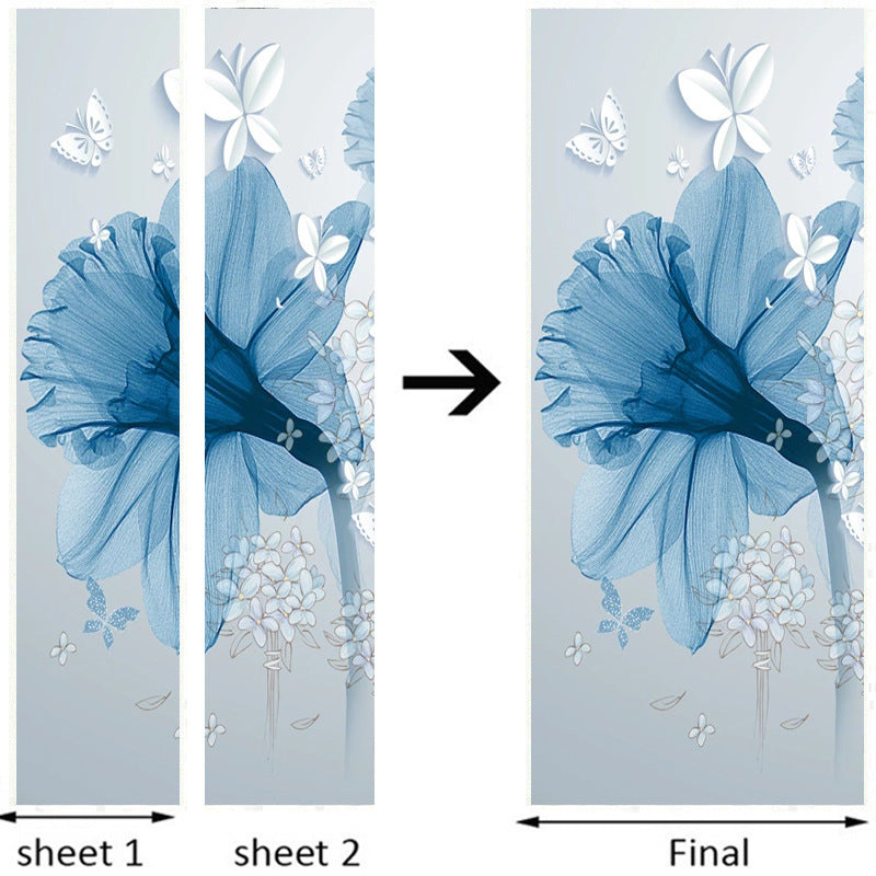 Creative Self-Adhesive 3D Blue Flower Wall Stickers