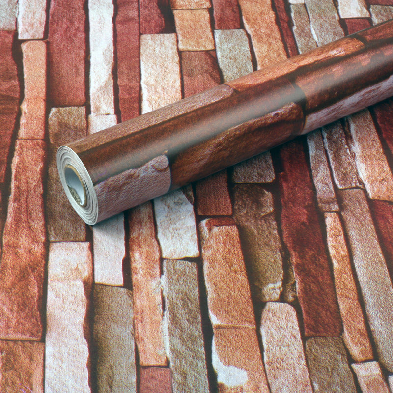 Material: PVC Item: Brick Wallpaper Function: Home decoration Level composition: composite layer Grade: Excellent Decoration style: Pattern type Design and color: 3D gray sand brick, 3D three-dimensional dark green brick, Indian colored stone, 5224, 5028 creeper, 5073 red brick, 3D solid red brick, 3D creeper 6005, Moscow red brick, chocolate brick Specification: 45cm*10m Style: modern and simple Wall sticker type: Waterproof wall sticker