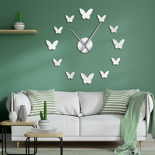 3D Mirror Wall Clock Butterfly Living Room Bedroom