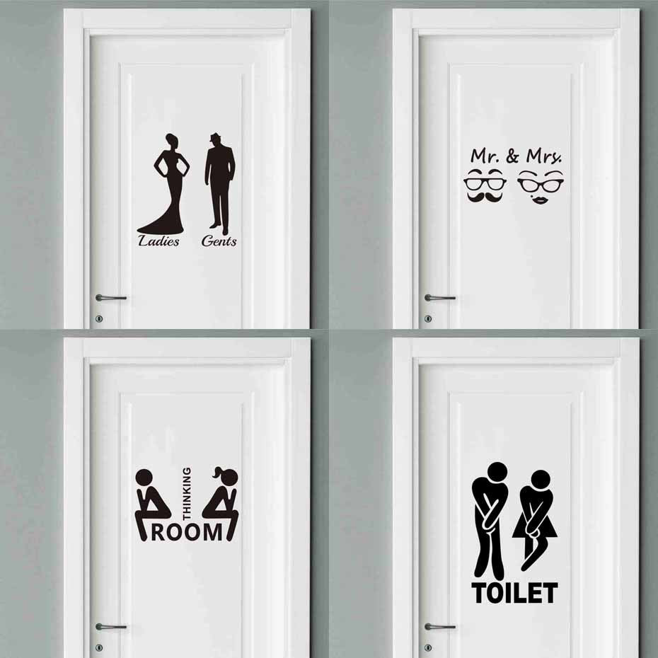 Mr. & Mrs. Quotes Toilet Door Sticker Fashion Bathroom Decor