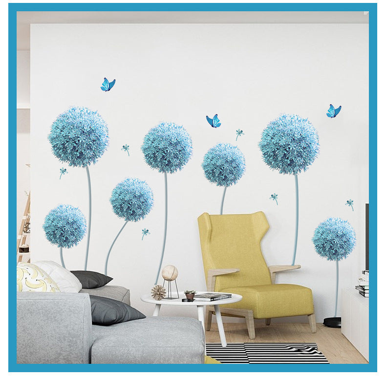 Creative Self-Adhesive 3D Blue Flower Wall Stickers
