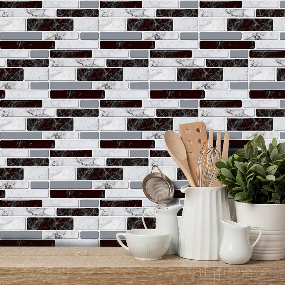  Kitchen Decoration Wall Stickers Black And White Classic applied to a stylish kitchen wall with marble effect