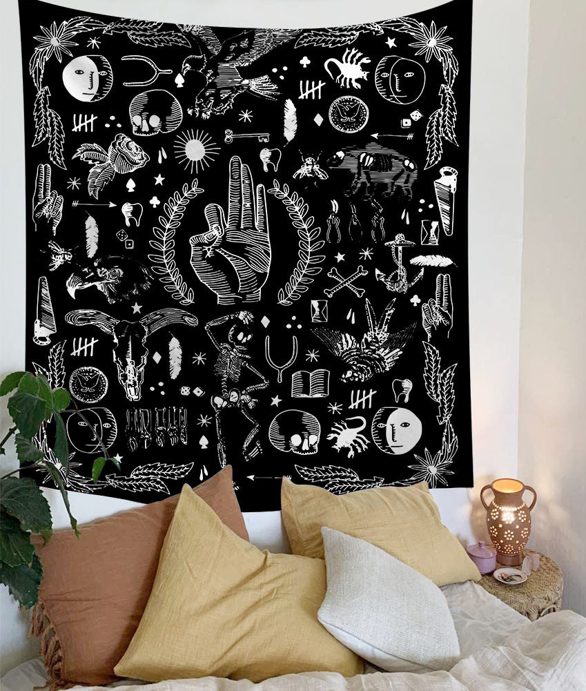 Mandala Tapestry for Home Decor White Black Sun And Moon