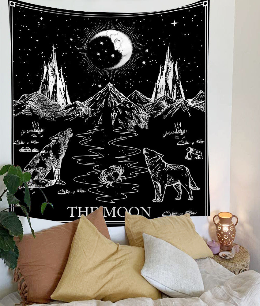 Mandala Tapestry for Home Decor White Black Sun And Moon