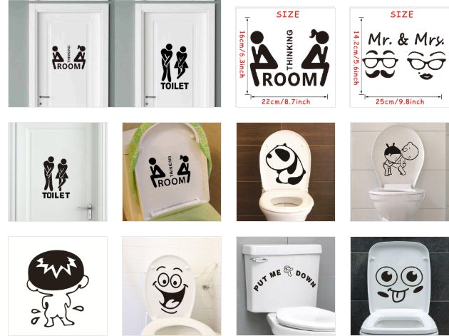 Mr. & Mrs. Quotes Toilet Door Sticker Fashion Bathroom Decor