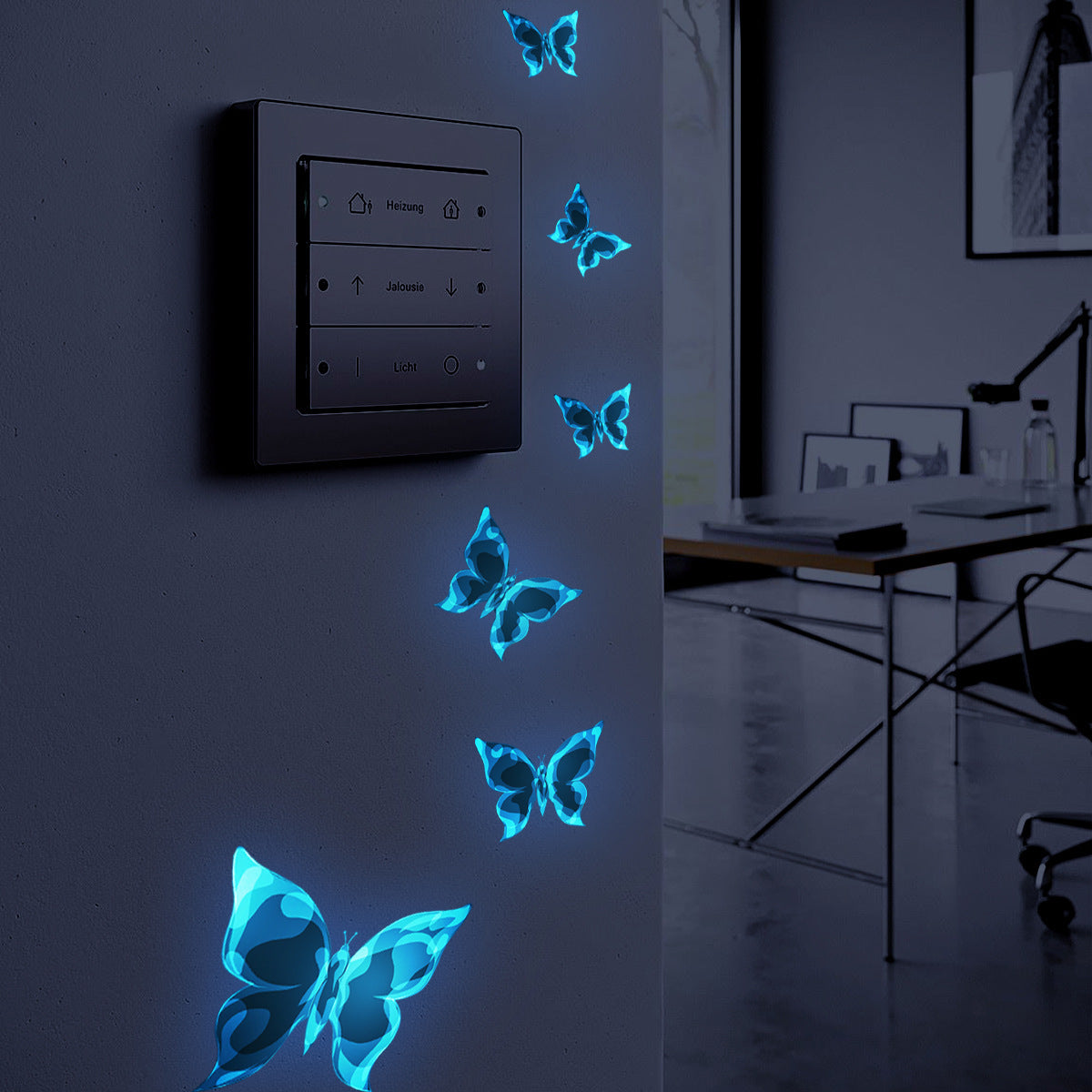Blue Luminous Small Butterfly Bedroom Living Room Stickers
