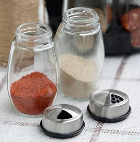 7-Piece Glass Spice Jar & Rack Set