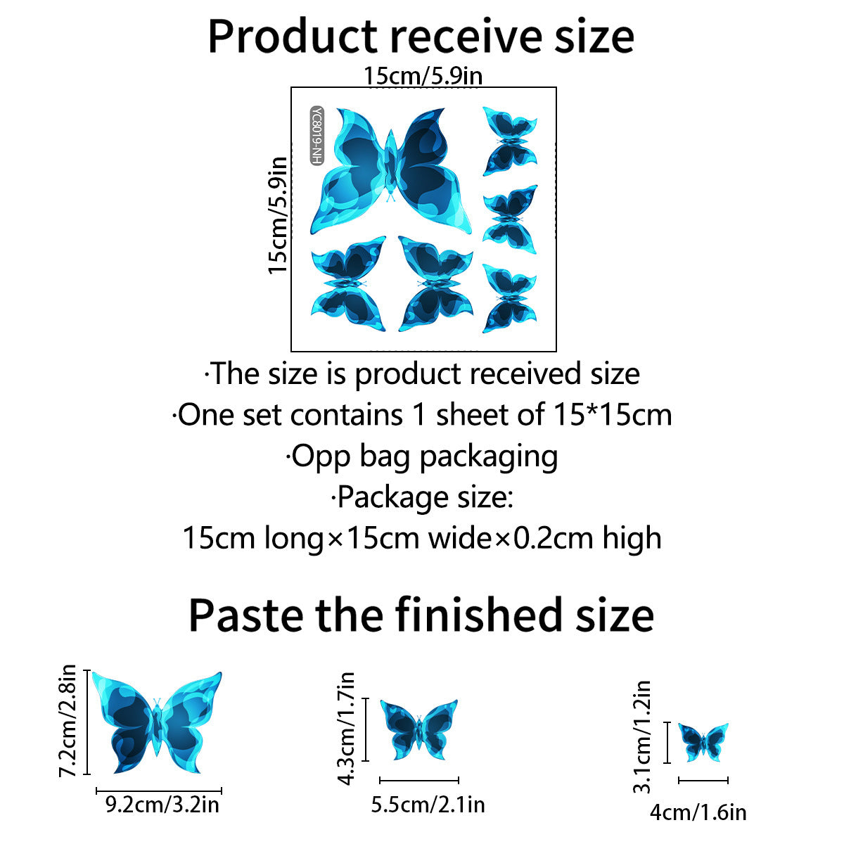 Blue Luminous Small Butterfly Bedroom Living Room Stickers
