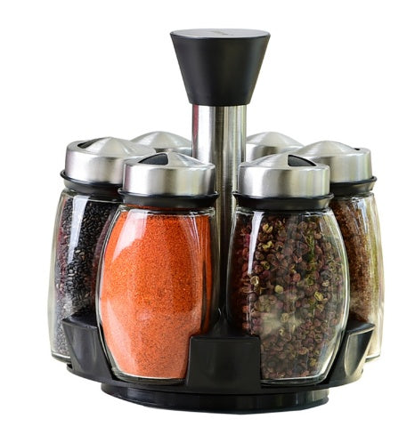 7-Piece Glass Spice Jar & Rack Set