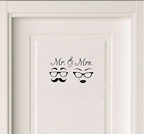 Mr. & Mrs. Quotes Toilet Door Sticker Fashion Bathroom Decor